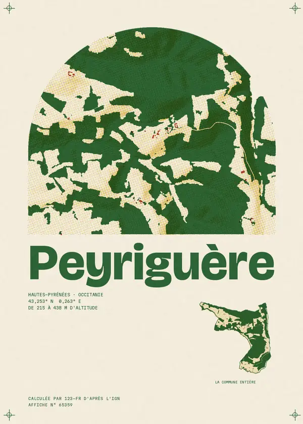 Affiche de Peyriguère, calculée par 123-fr d'après l'IGN