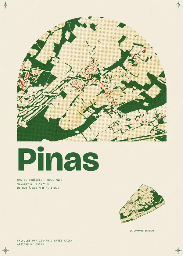 Affiche de Pinas, calculée par 123-fr d'après l'IGN