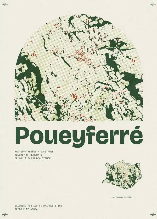 Affiche de Poueyferré, calculée par 123-fr d'après l'IGN