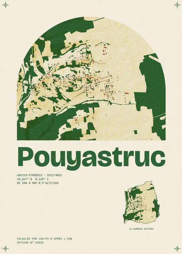 Affiche de Pouyastruc, calculée par 123-fr d'après l'IGN