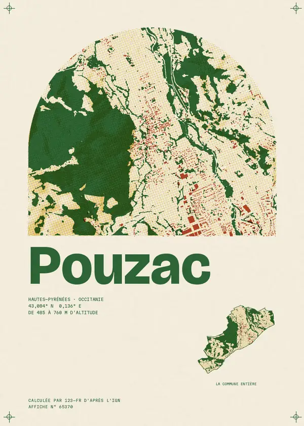Affiche de Pouzac, calculée par 123-fr d'après l'IGN