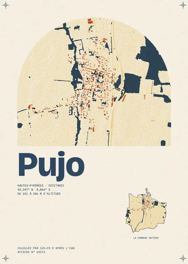 Affiche de Pujo, calculée par 123-fr d'après l'IGN