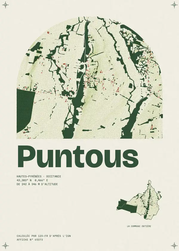 Affiche de Puntous, calculée par 123-fr d'après l'IGN
