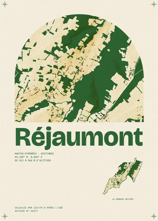 Affiche de Réjaumont, calculée par 123-fr d'après l'IGN