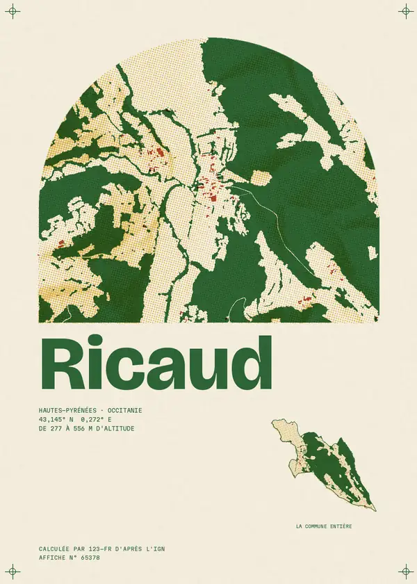 Affiche de Ricaud, calculée par 123-fr d'après l'IGN