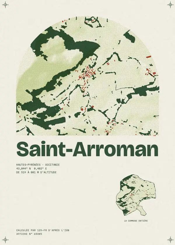 Affiche de Saint-Arroman, calculée par 123-fr d'après l'IGN