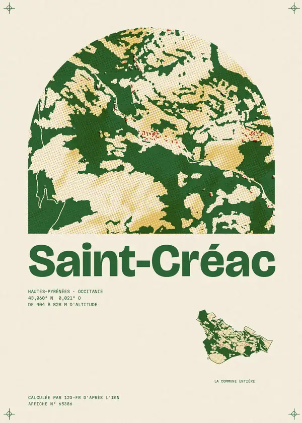 Affiche de Saint-Créac, calculée par 123-fr d'après l'IGN