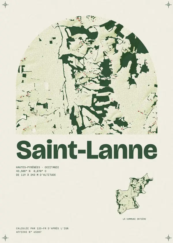 Affiche de Saint-Lanne, calculée par 123-fr d'après l'IGN