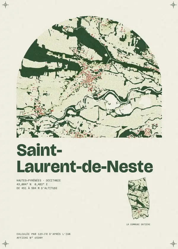 Affiche de Saint-Laurent-de-Neste, calculée par 123-fr d'après l'IGN