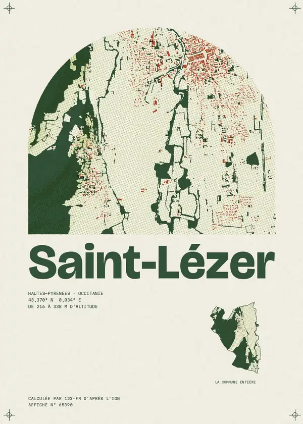 Affiche de Saint-Lézer, calculée par 123-fr d'après l'IGN
