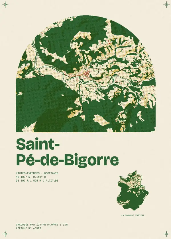Affiche de Saint-Pé-de-Bigorre, calculée par 123-fr d'après l'IGN