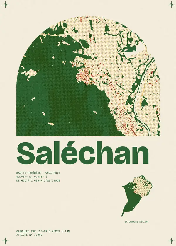 Affiche de Saléchan, calculée par 123-fr d'après l'IGN