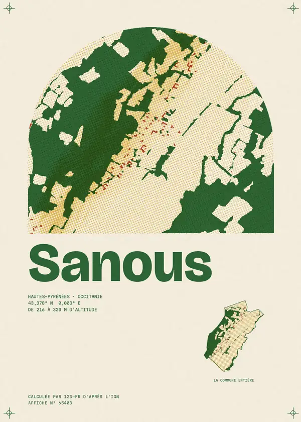 Affiche de Sanous, calculée par 123-fr d'après l'IGN
