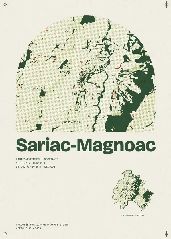 Affiche de Sariac-Magnoac, calculée par 123-fr d'après l'IGN