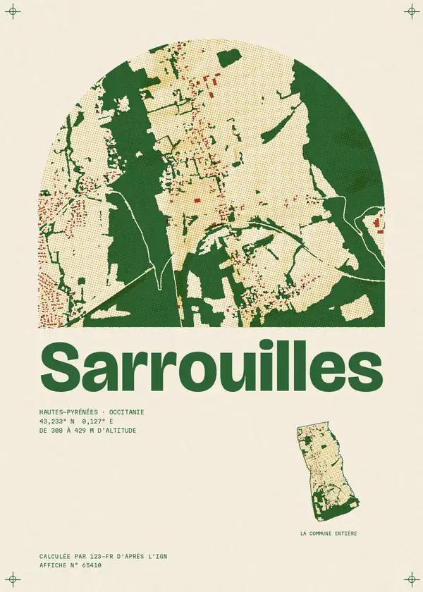 Affiche de Sarrouilles, calculée par 123-fr d'après l'IGN