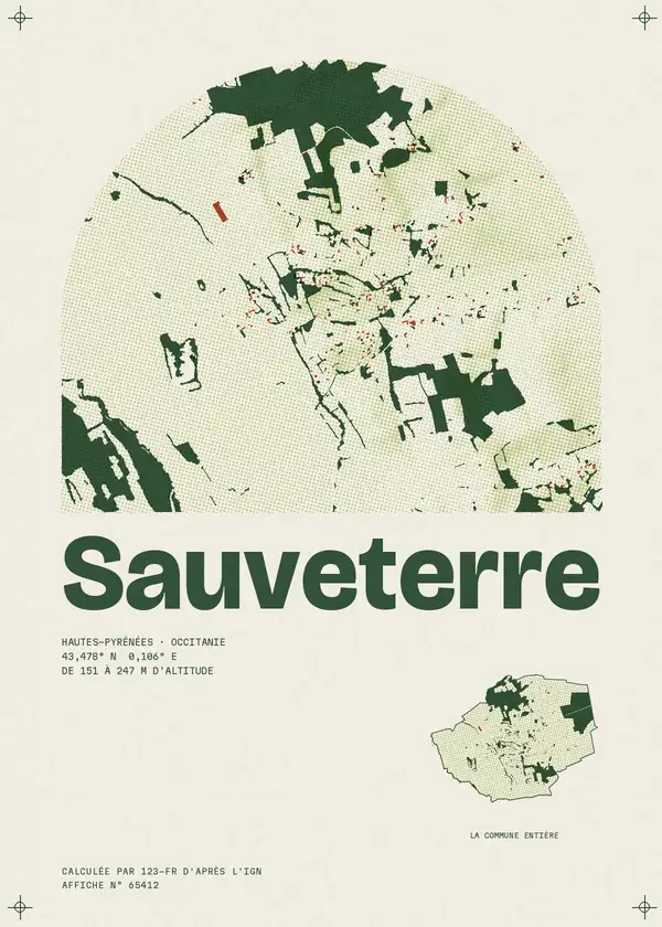 Affiche de Sauveterre, calculée par 123-fr d'après l'IGN