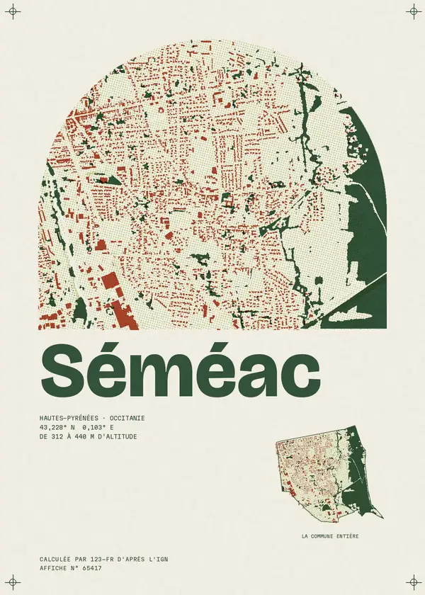 Affiche de Séméac, calculée par 123-fr d'après l'IGN