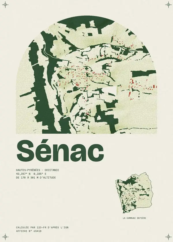 Affiche de Sénac, calculée par 123-fr d'après l'IGN