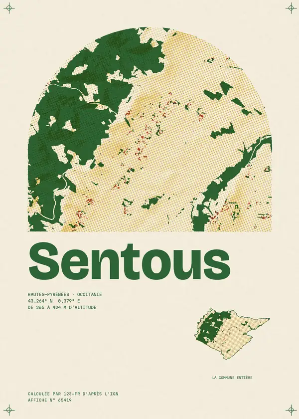 Affiche de Sentous, calculée par 123-fr d'après l'IGN
