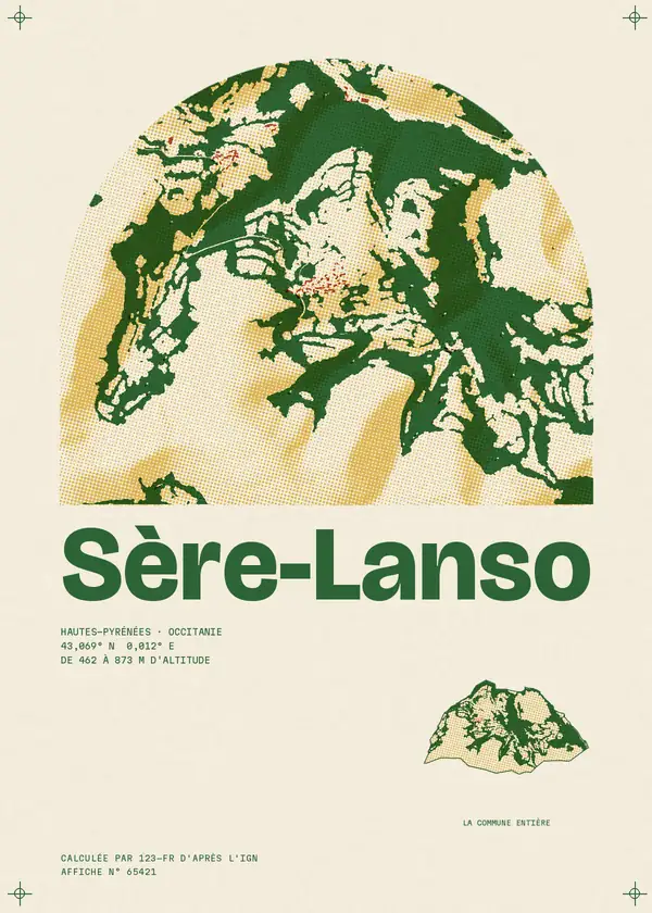 Affiche de Sère-Lanso, calculée par 123-fr d'après l'IGN