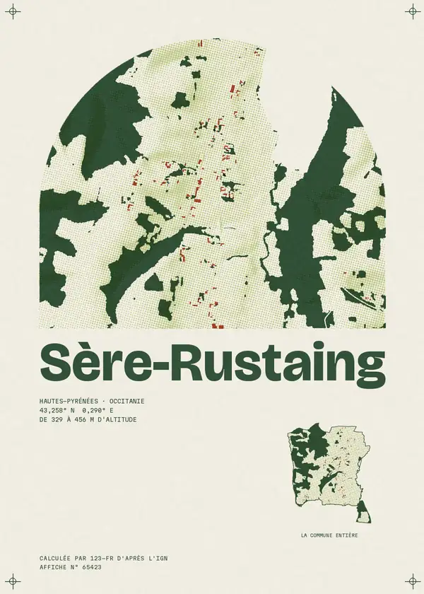 Affiche de Sère-Rustaing, calculée par 123-fr d'après l'IGN