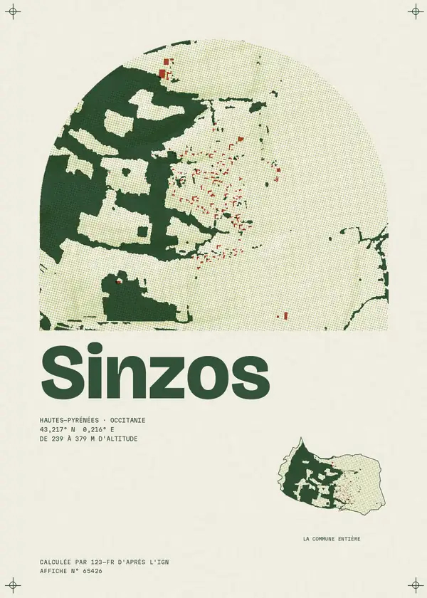 Affiche de Sinzos, calculée par 123-fr d'après l'IGN