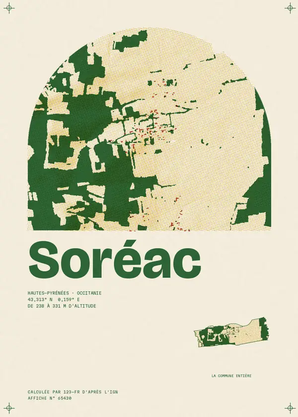 Affiche de Soréac, calculée par 123-fr d'après l'IGN