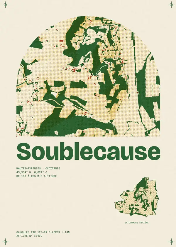 Affiche de Soublecause, calculée par 123-fr d'après l'IGN