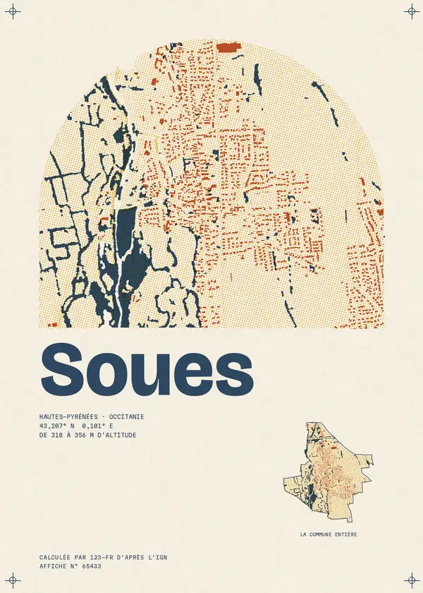 Affiche de Soues, calculée par 123-fr d'après l'IGN