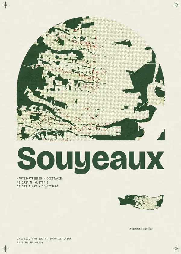 Affiche de Souyeaux, calculée par 123-fr d'après l'IGN