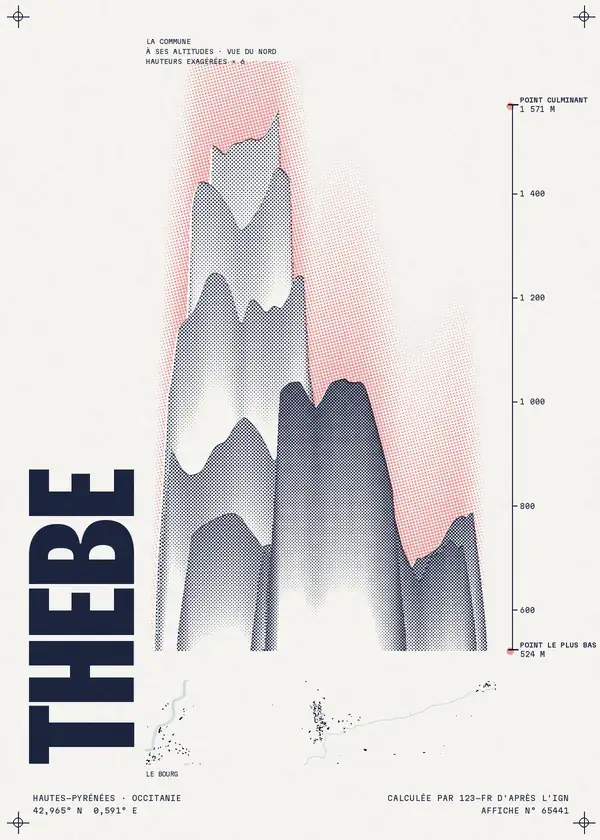Affiche de Thèbe, calculée par 123-fr d'après l'IGN