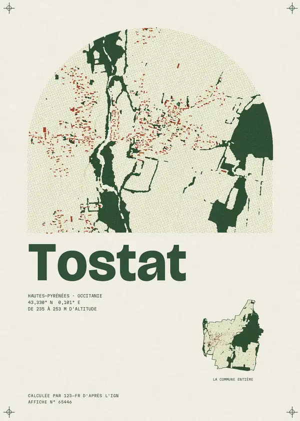 Affiche de Tostat, calculée par 123-fr d'après l'IGN