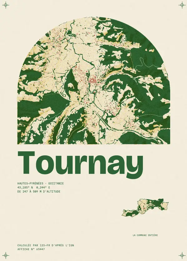 Affiche de Tournay, calculée par 123-fr d'après l'IGN