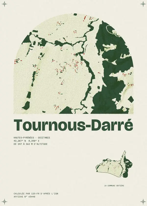 Affiche de Tournous-Darré, calculée par 123-fr d'après l'IGN