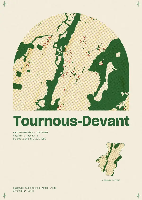 Affiche de Tournous-Devant, calculée par 123-fr d'après l'IGN