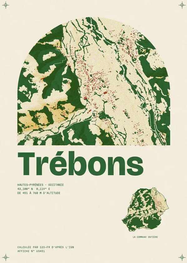 Affiche de Trébons, calculée par 123-fr d'après l'IGN