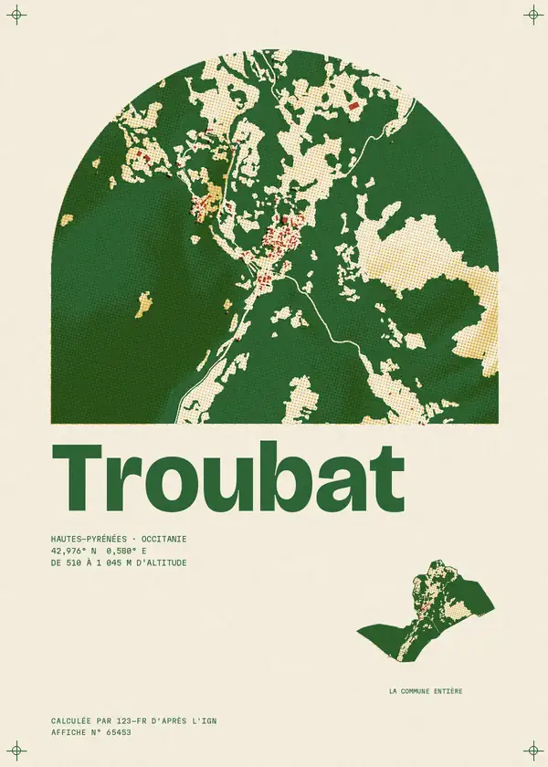 Affiche de Troubat, calculée par 123-fr d'après l'IGN