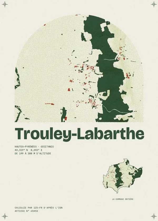 Affiche de Trouley-Labarthe, calculée par 123-fr d'après l'IGN