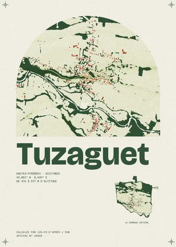 Affiche de Tuzaguet, calculée par 123-fr d'après l'IGN