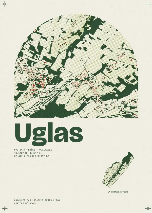 Affiche de Uglas, calculée par 123-fr d'après l'IGN