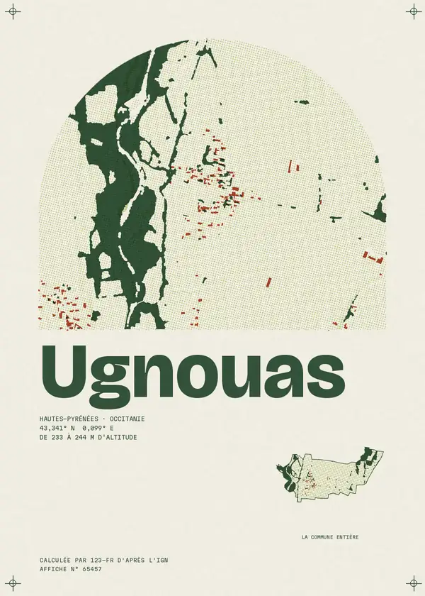 Affiche de Ugnouas, calculée par 123-fr d'après l'IGN