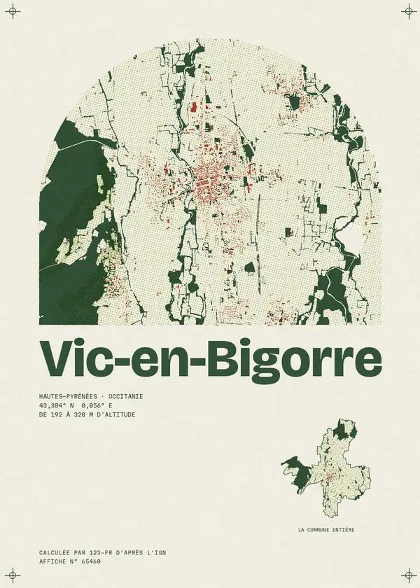 Affiche de Vic-en-Bigorre, calculée par 123-fr d'après l'IGN