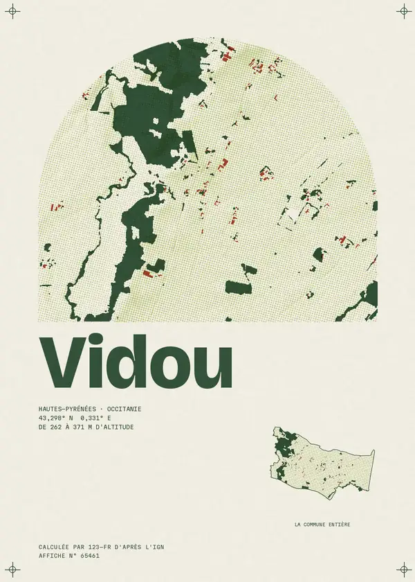 Affiche de Vidou, calculée par 123-fr d'après l'IGN