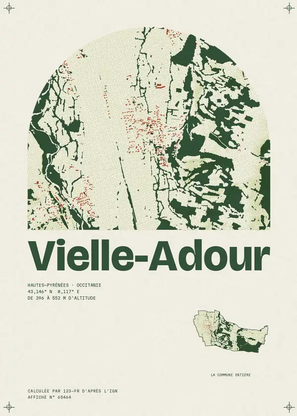 Affiche de Vielle-Adour, calculée par 123-fr d'après l'IGN