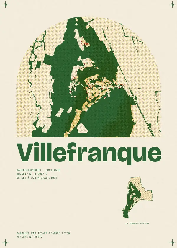 Affiche de Villefranque, calculée par 123-fr d'après l'IGN
