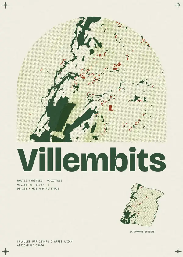 Affiche de Villembits, calculée par 123-fr d'après l'IGN
