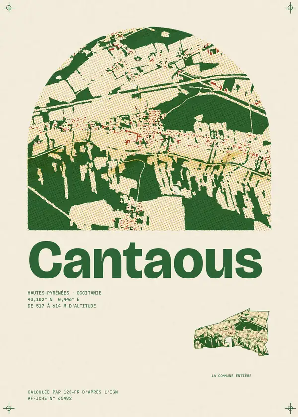 Affiche de Cantaous, calculée par 123-fr d'après l'IGN