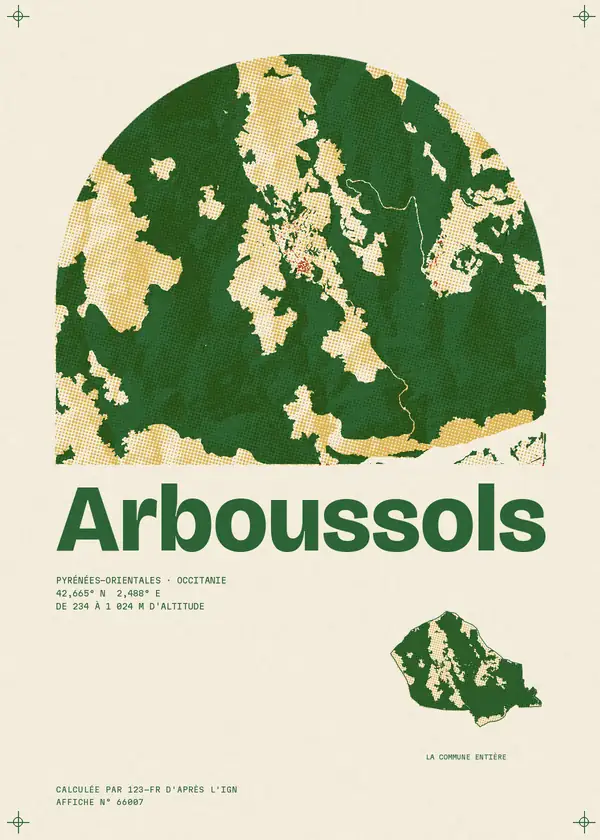 Affiche de Arboussols, calculée par 123-fr d'après l'IGN