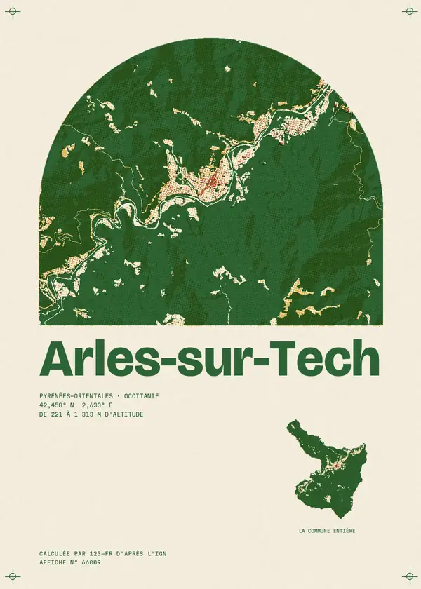 Affiche de Arles-sur-Tech, calculée par 123-fr d'après l'IGN