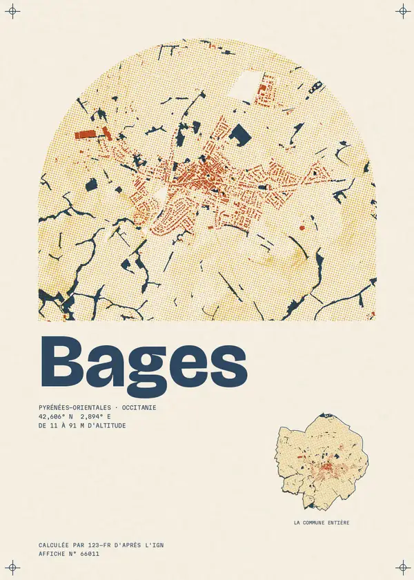 Affiche de Bages, calculée par 123-fr d'après l'IGN